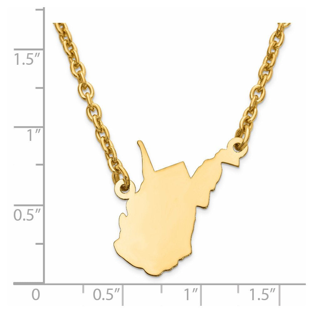 Sterling Silver/Gold-plated West Virginia State Necklace