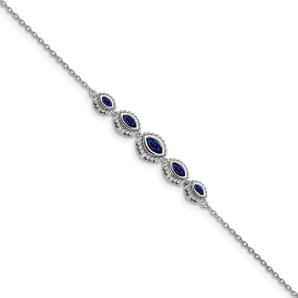 14k White Gold Marquise Sapphire Bracelet 7 inches