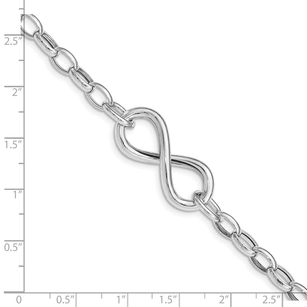 Sterling Silver Rhodium Plated Polished Infinity Link Bracelet 7.5 inches