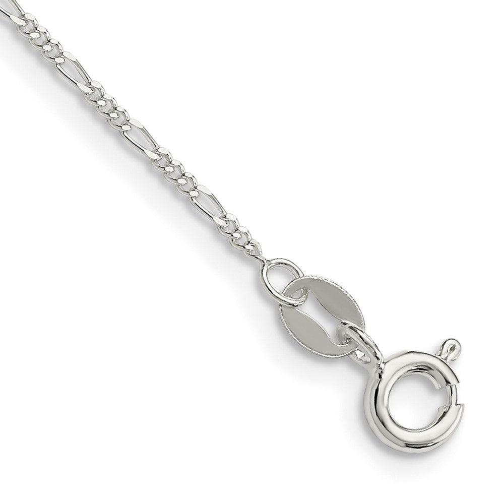 Sterling Silver 1.2mm Figaro Chain Anklet 9 inches