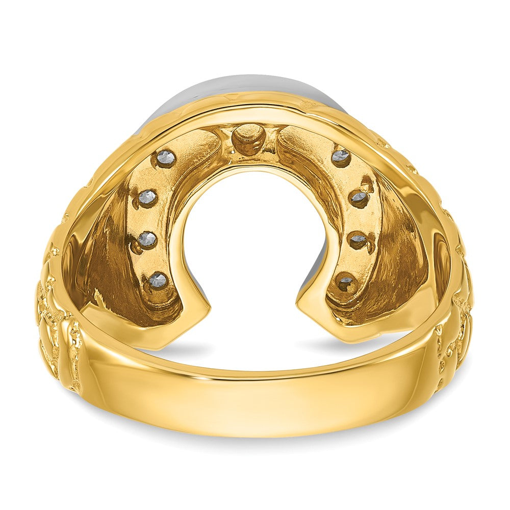 14k Two-tone IBGoodman Men's Horseshoe 1/5 carat Diamond Complete Ring