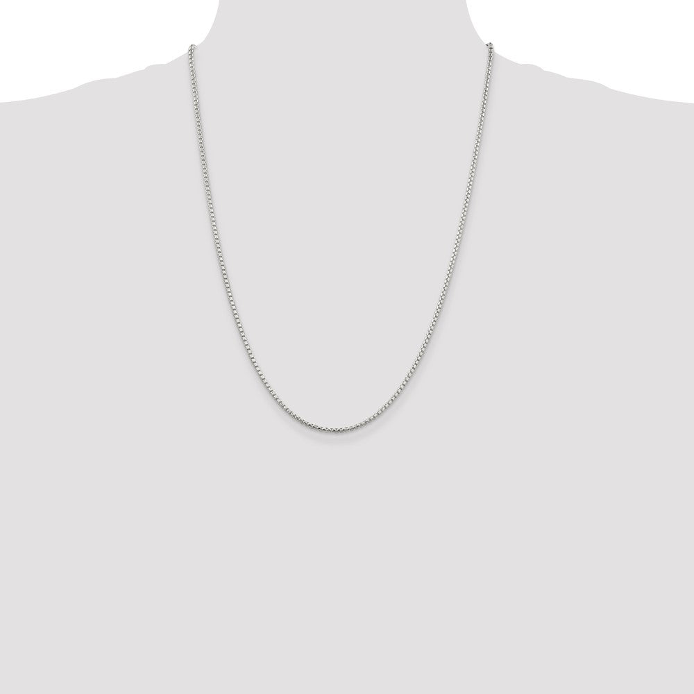 Sterling Silver 2mm Diamond-cut Round Box Chain 24 Inches