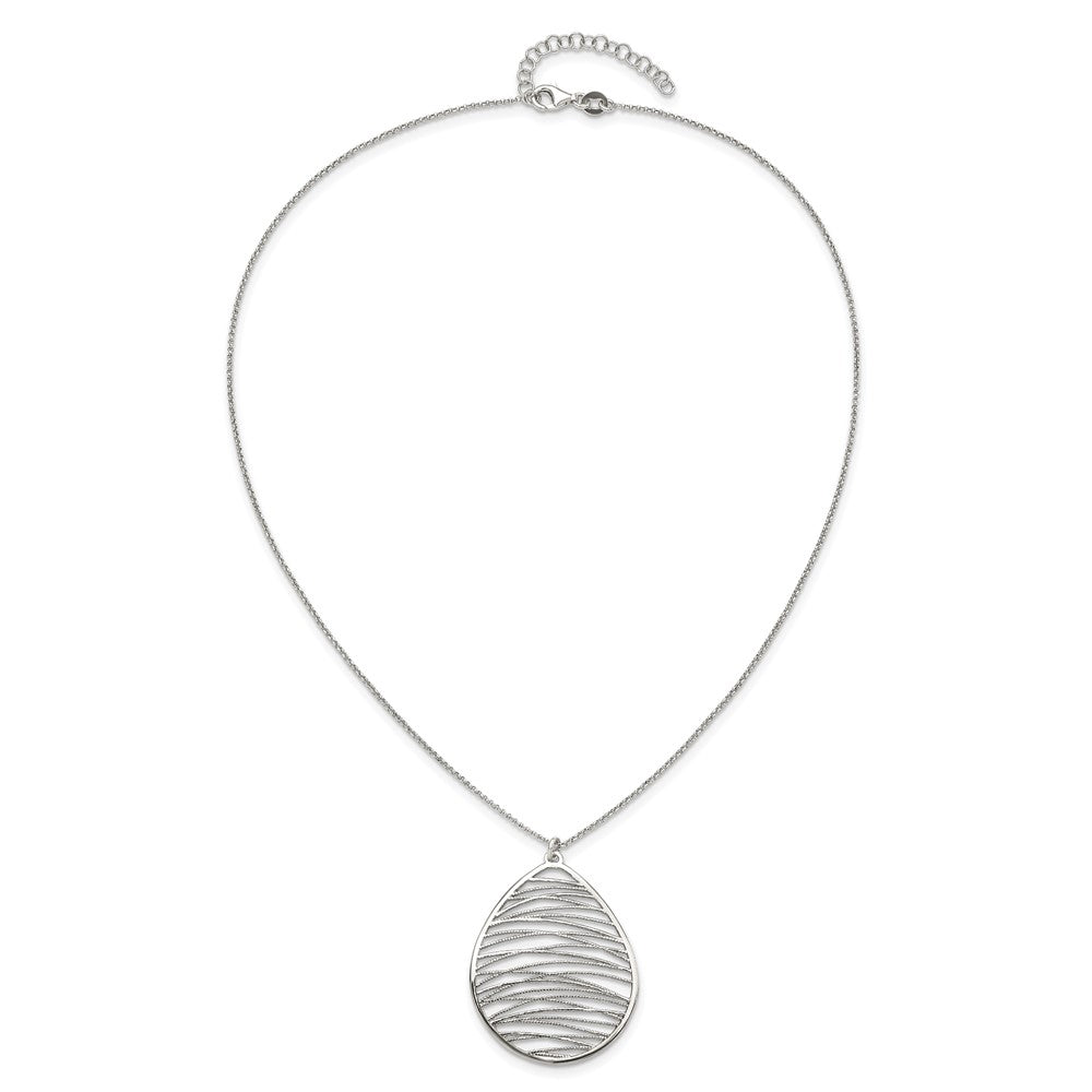 Sterling Silver Rhodium-plated Polished w/ 1.75in Ext. Necklace 16.5 Inches