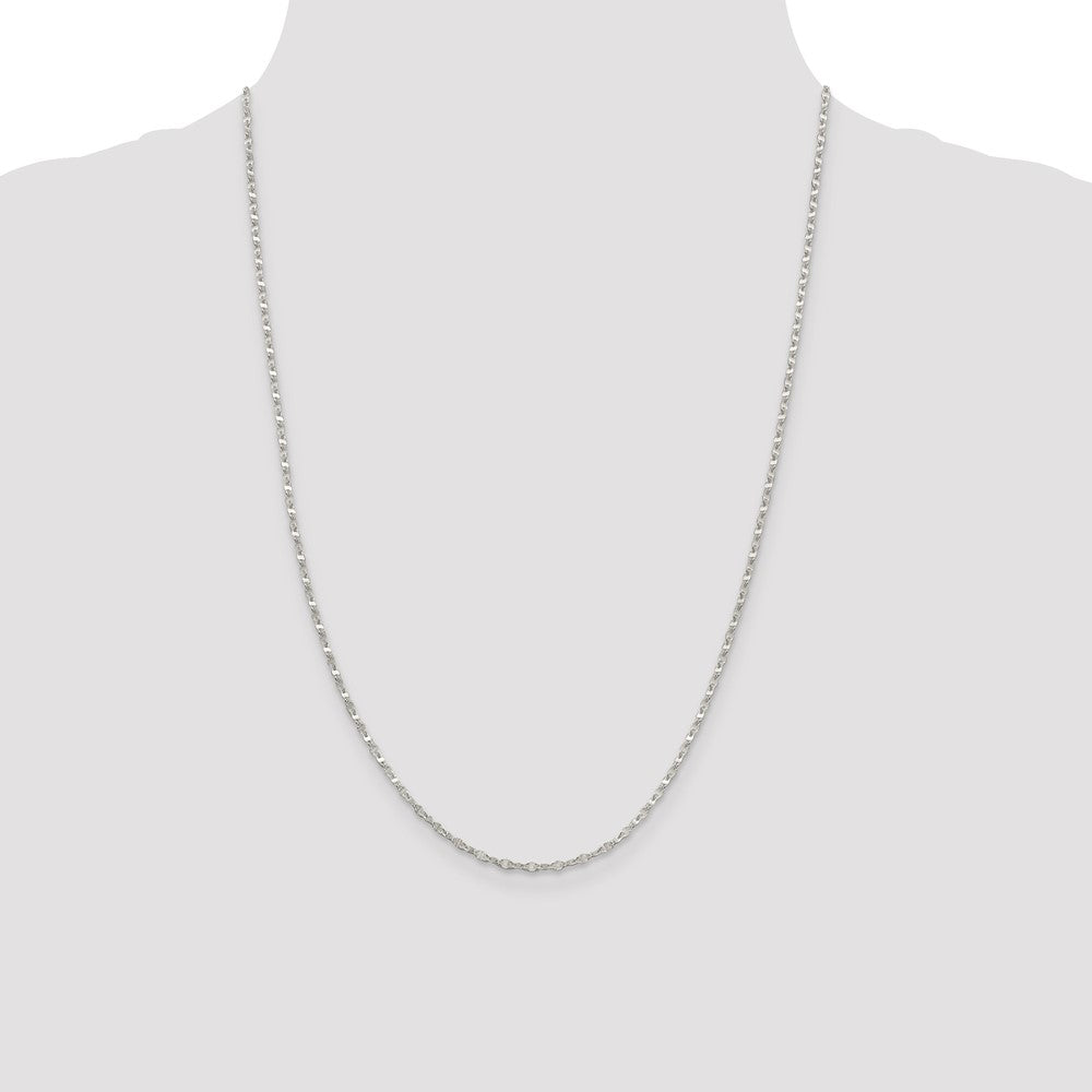 Sterling Silver 2.25mm Fancy Wave Flat Link Chain 24 Inches