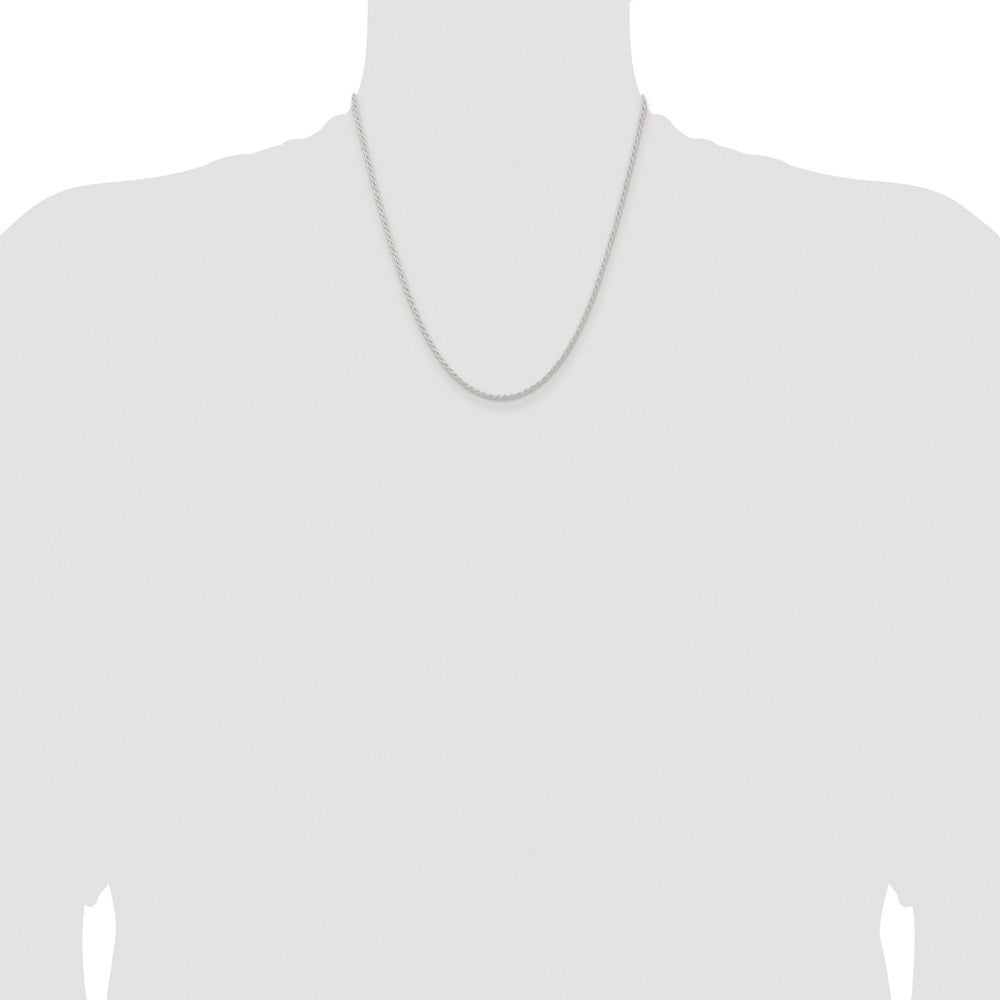 Sterling Silver Rhodium-plated 1.8mm Solid Rope Chain