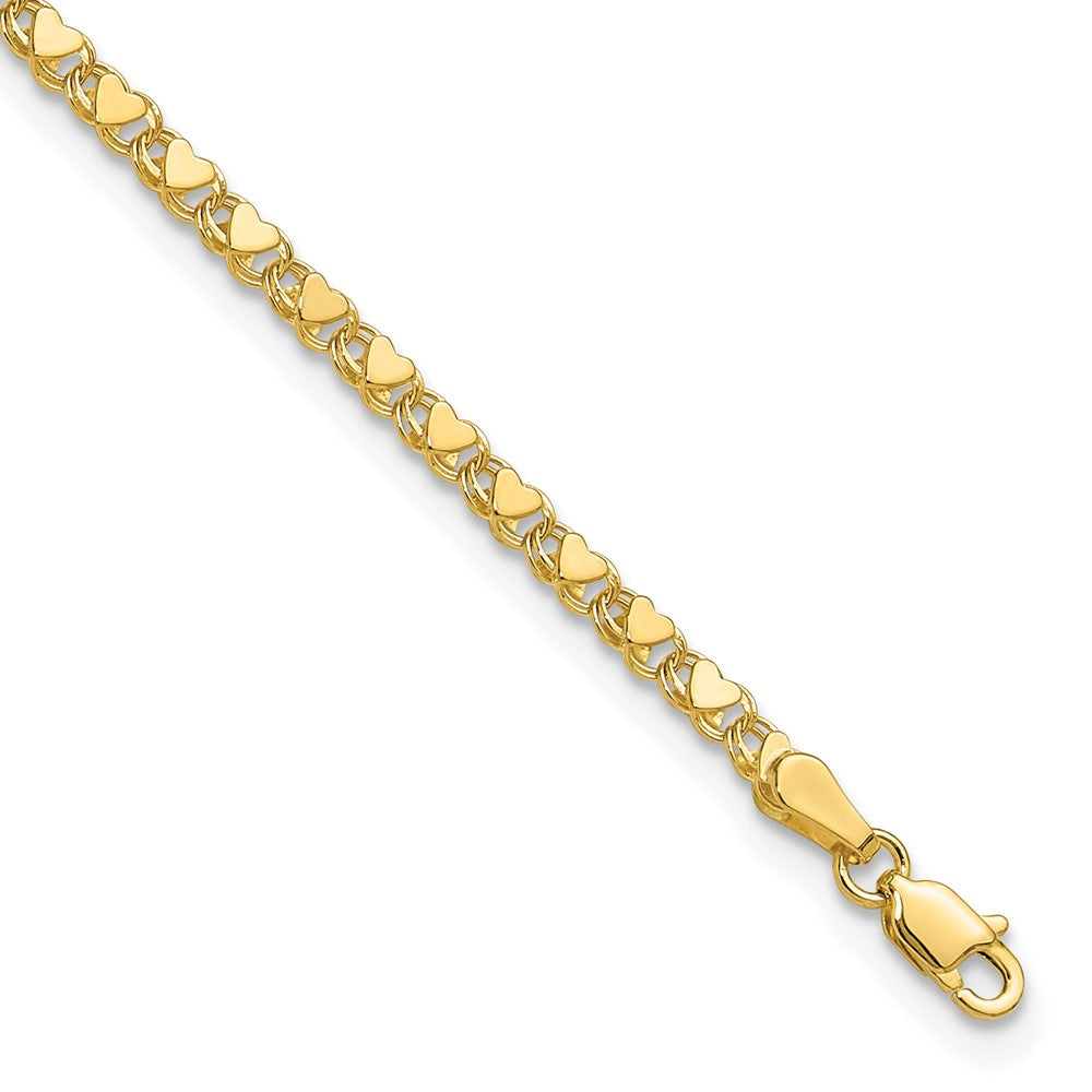 14k Polished Double-Sided Heart 8in Bracelet 8 inches