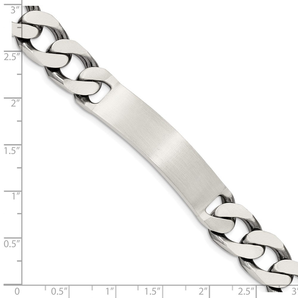Sterling Silver 8.5inch Engraveable Antiqued Curb Link ID Bracelet 8.5 inches