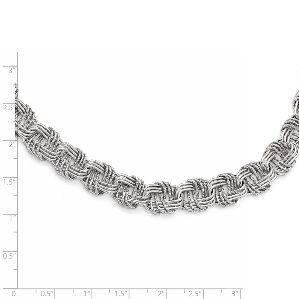 Sterling Silver Polished & DC w/1in ext. Necklace