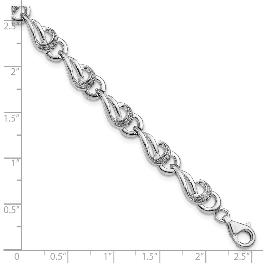 Sterling Silver Rhodium-plated Diam. Bracelet 7 inches