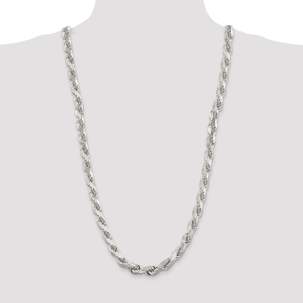 Sterling Silver 9.0mm Diamond-cut Rope Chain 30 Inches