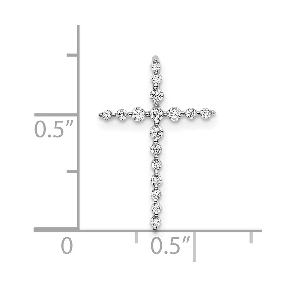 14k White Gold 1/6 carat Lab Grown Diamond VS/SI+ G+ Cross Chain Slide Pendant