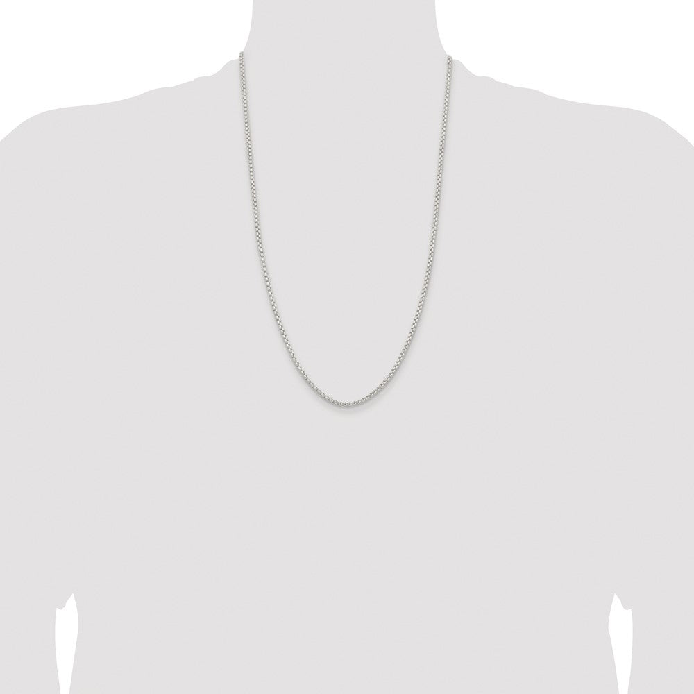 Sterling Silver Rhodium-plated 2.6mm Round Box Chain