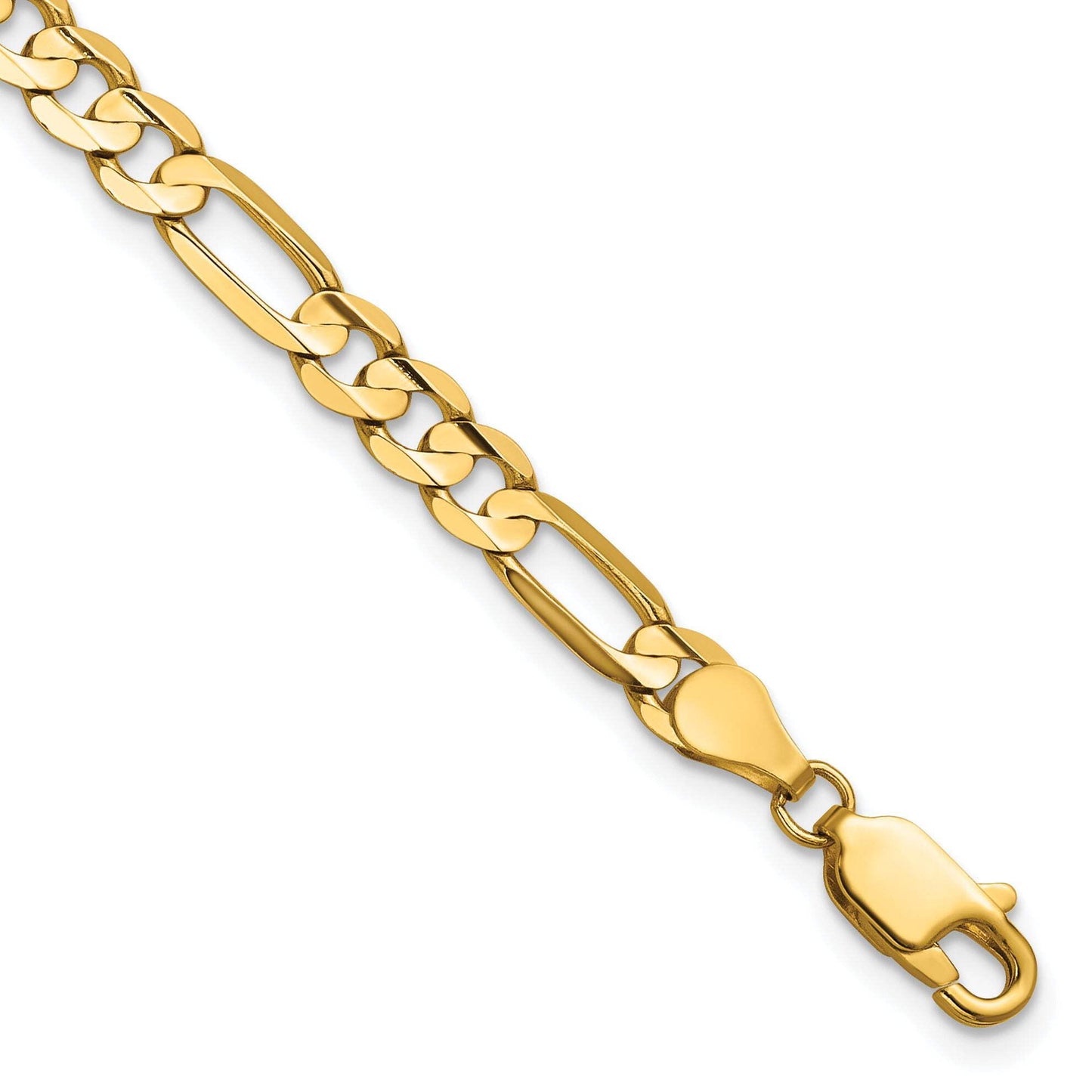 14K 7 inch 4.5mm Concave Open Figaro with Lobster Clasp Bracelet