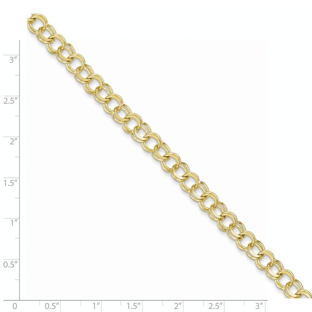 10k Solid Double Link Charm Bracelet