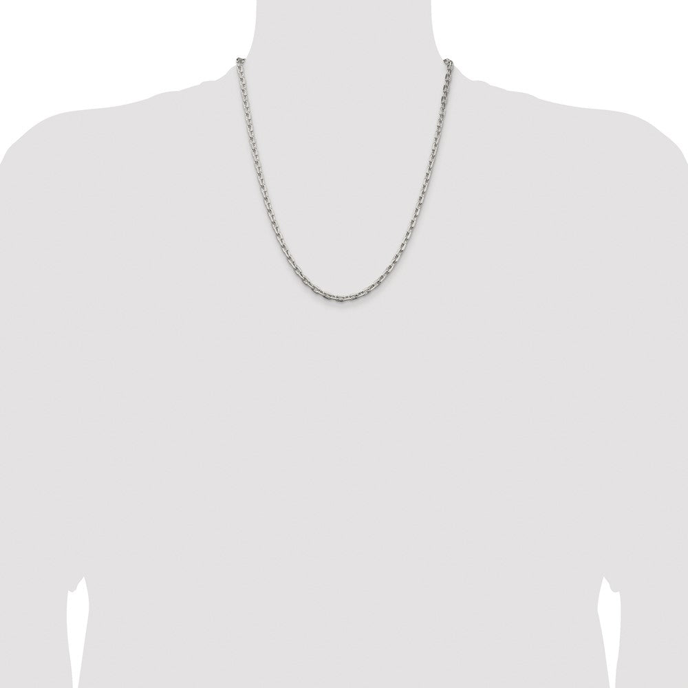 Sterling Silver Rhodium-plated 3.95mm Beveled Oval Cable Chain