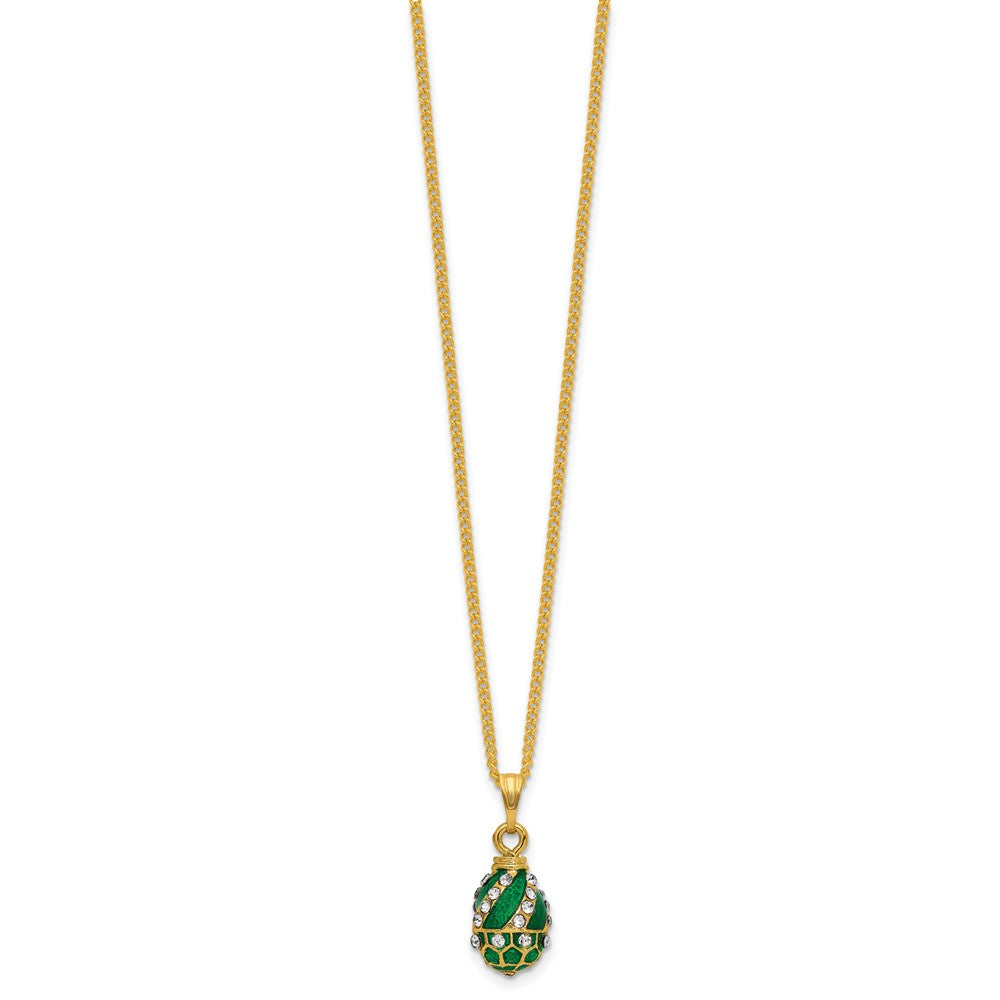 Luxury Giftware by Jere Bejeweled EGG-XACLTY Green Egg Trinket Box with Ring Insert and Matching 18 inch Necklace