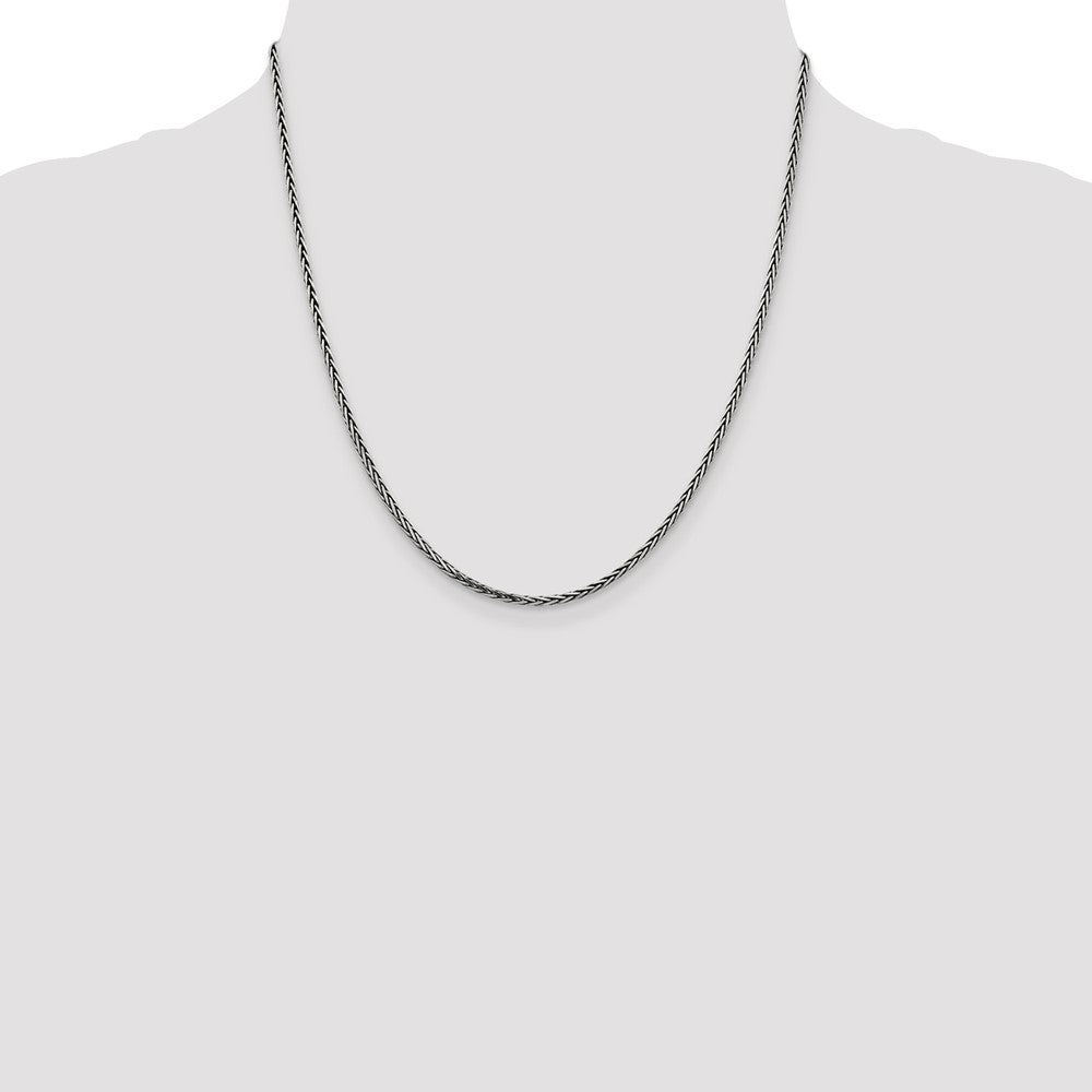 Sterling Silver Antiqued 2.2mm Solid Square Spiga Chain 20 Inches