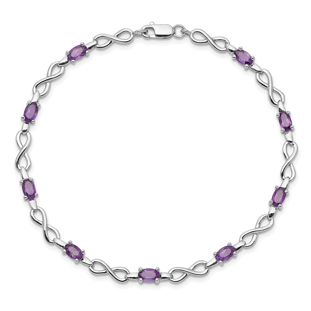 Sterling Silver Rhodium-plated Amethyst Bracelet 7 inches