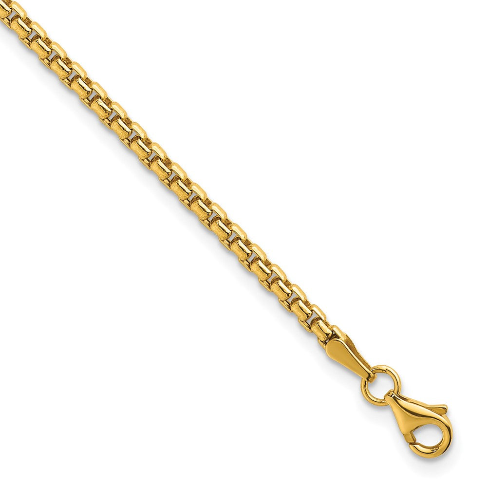 14k Polished 2.25mm Rounded Box Chain 8.5 inch Mens Bracelet
