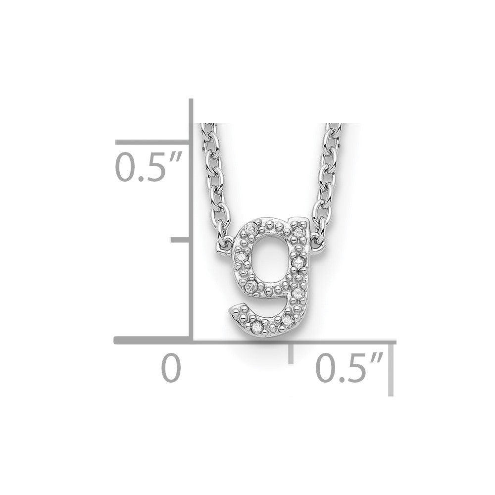 Sterling Silver Polished Diamond Initial g with 16 + 2 in ext Necklace