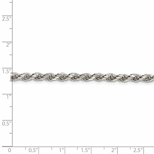 Sterling Silver 3.75mm Diamond-cut Rope Chain 22 Inches