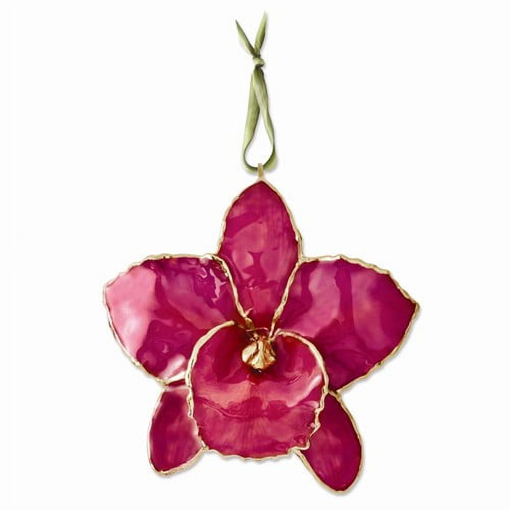 3.75in Lacquer Dipped Fuchsia Cattleya Orchid Ornament
