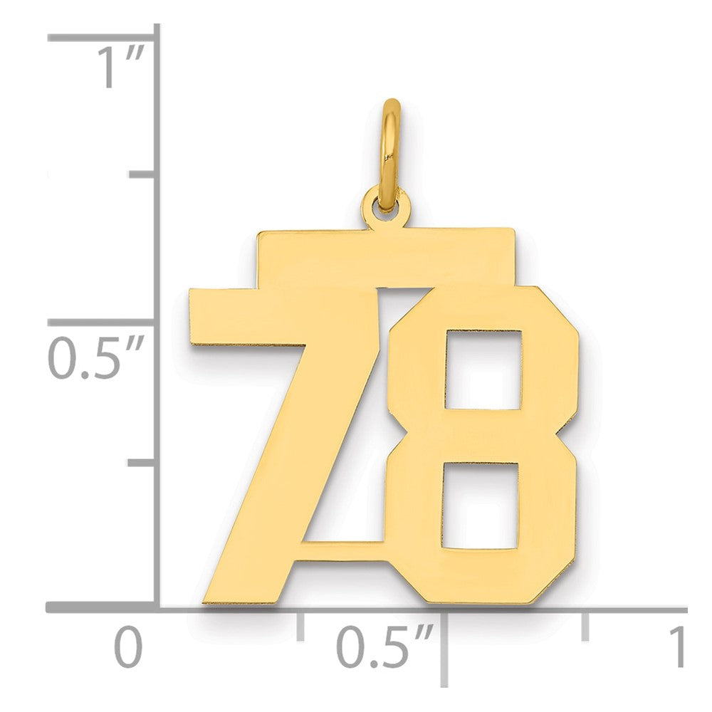 14k Medium Polished Number 78 Charm