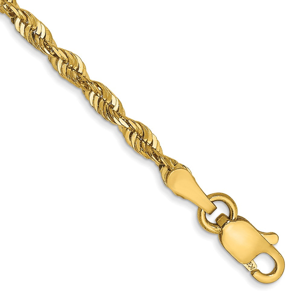 14K 7 inch 2.5mm Ultra Diamond-cut Rope with Lobster Clasp Chain 7 inches