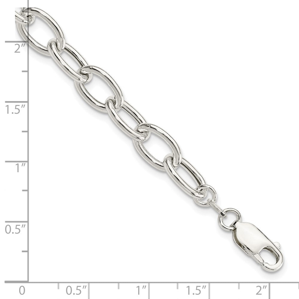 Sterling Silver Open Link Cable 8.50mm Bracelet 7.5 inches