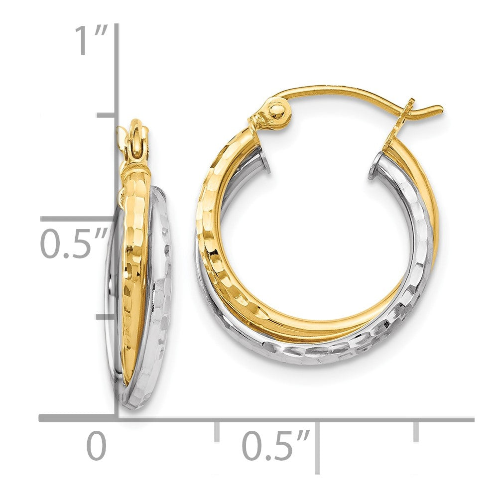 10K Two-tone D/C Hinged Hoop Earrings