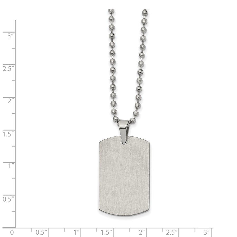 Stainless Steel Brushed and Polished Reversible Dog Tag 22in Necklace