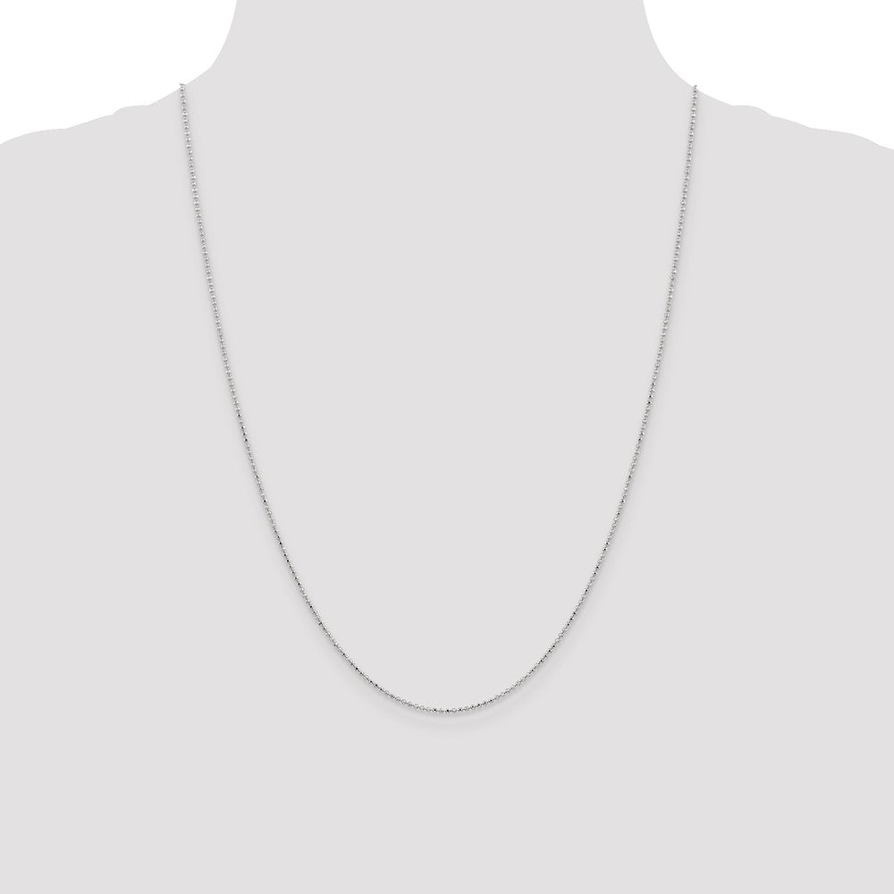 14K White Gold 24 inch 1.2mm Diamond-cut Beaded with Lobter Clasp Pendant Chain