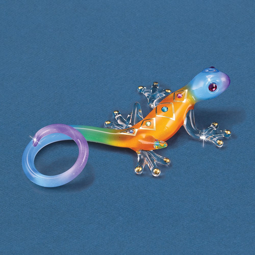 Glass Baron Desert Diamond Gecko Handcrafted Glass Figurine QGM15142