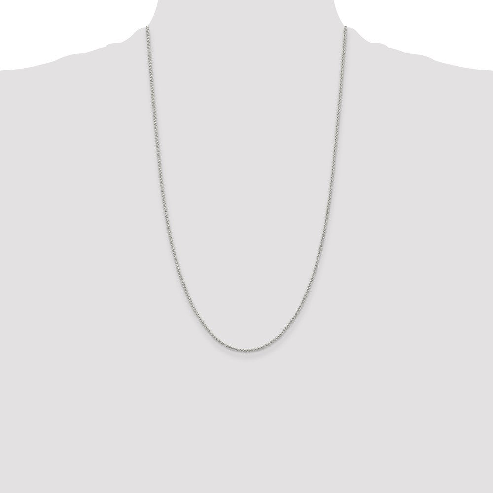 Sterling Silver Rhodium-plated 1.5mm Round Spiga Chain 26 Inches