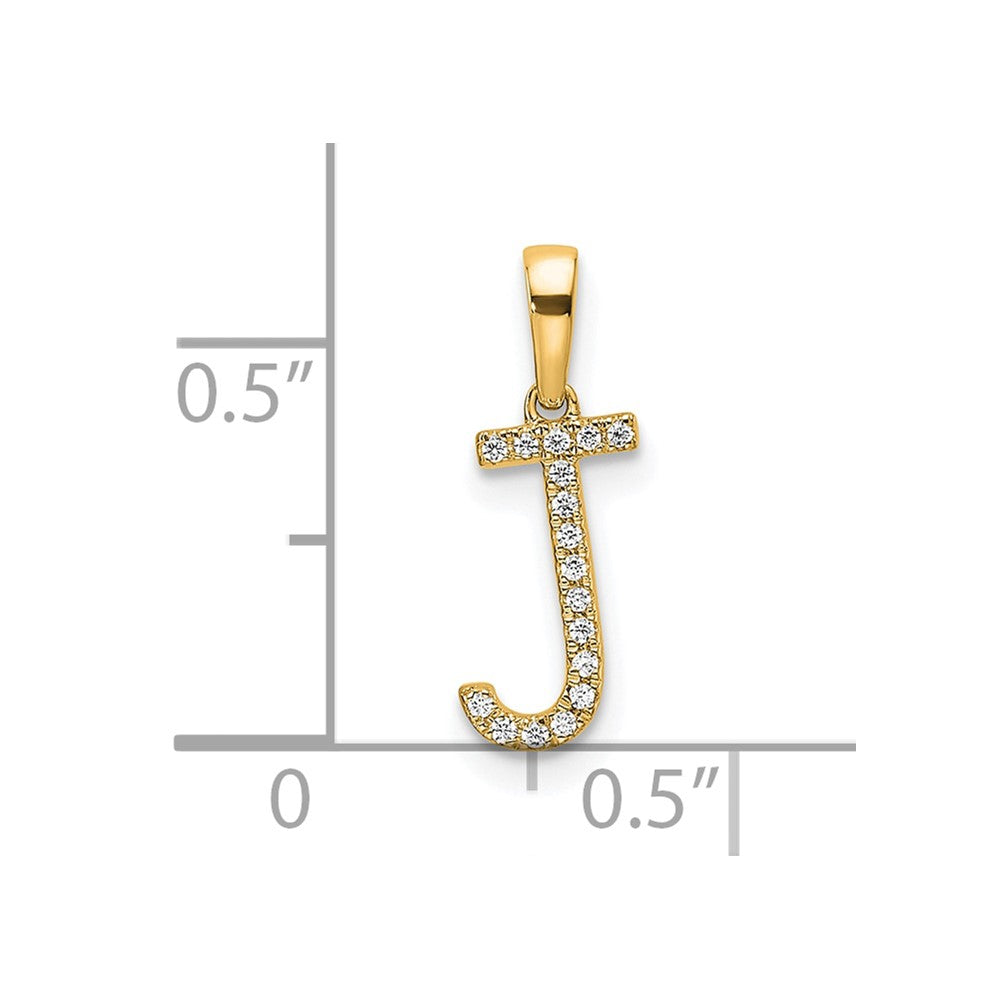 14K Diamond Letter J Initial Pendant