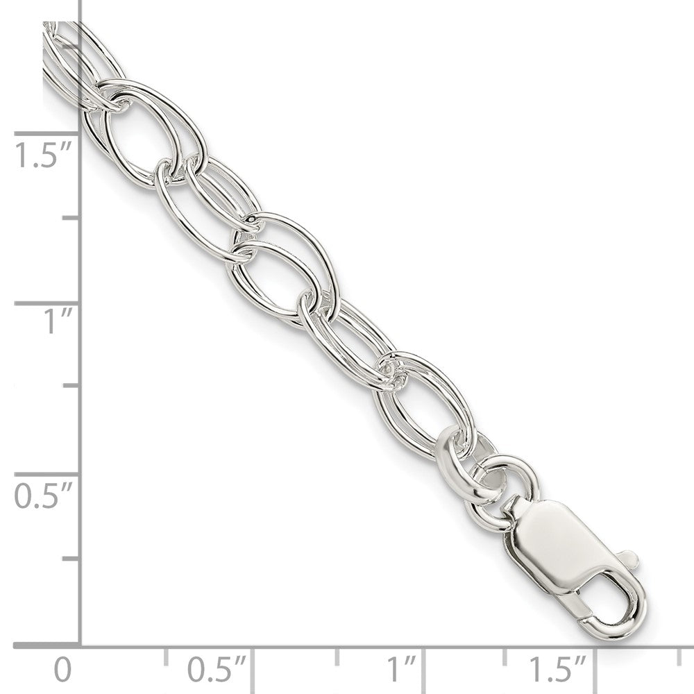 Sterling Silver 6mm Double Link Bracelet 7.5 inches