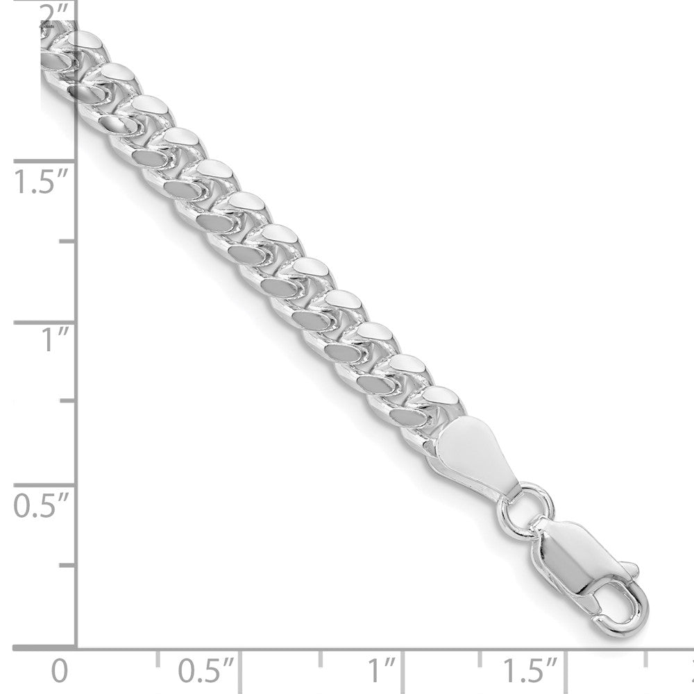 Sterling Silver Rhodium-plated 5mm Domed w/ Side D/C Curb Chain 7 inches
