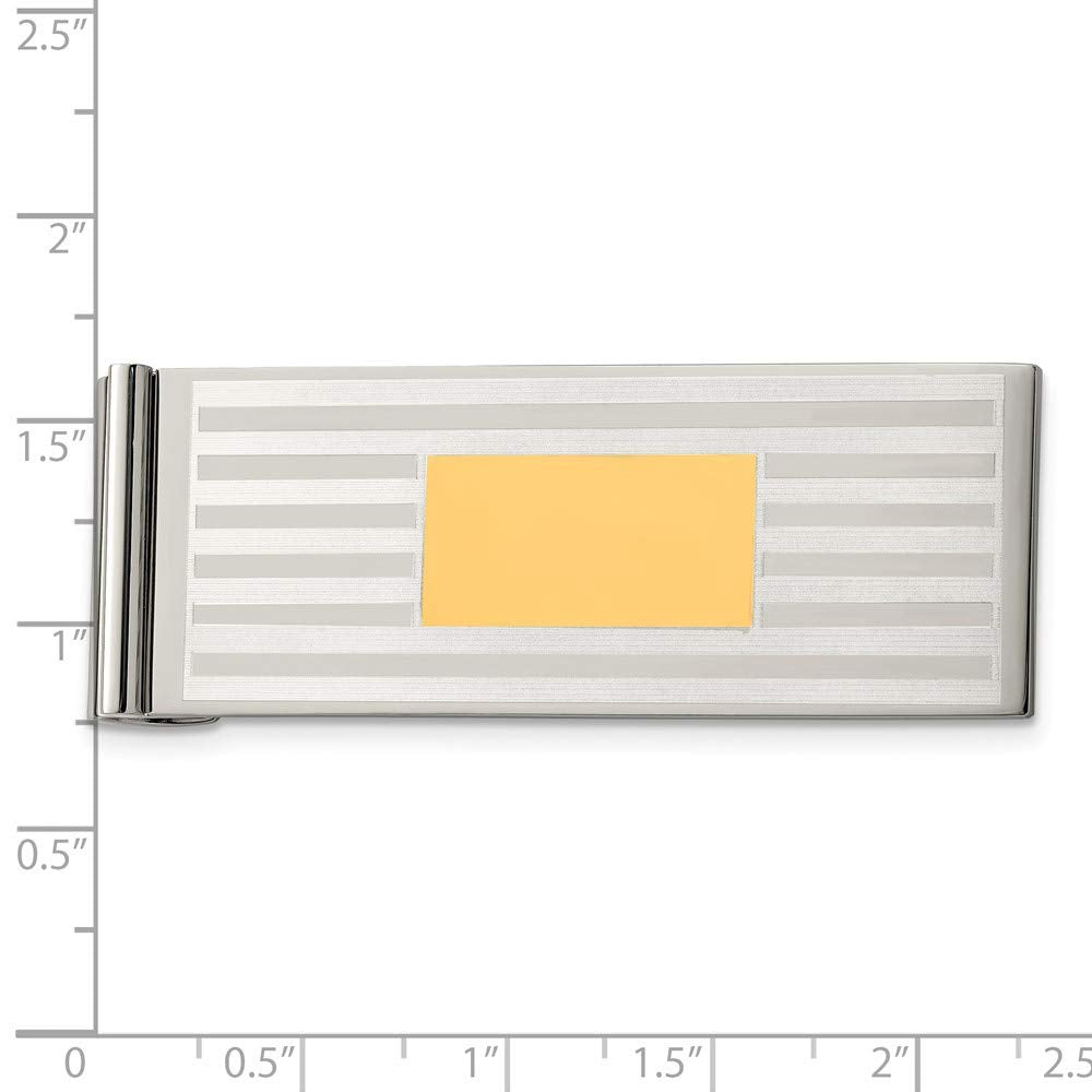 Primal Steel Stainless Steel Brushed and Polished Yellow IP-plated Money Clip