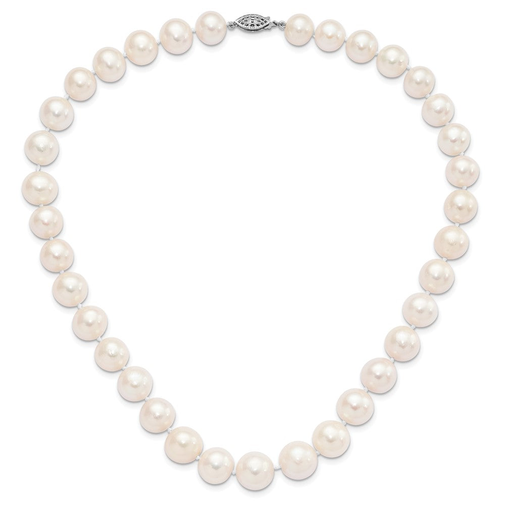 Sterling Silver Rhodium-plated 11-12mm White Near-Round Freshwater Cultured Pearl 24 inch Necklace 24 Inches