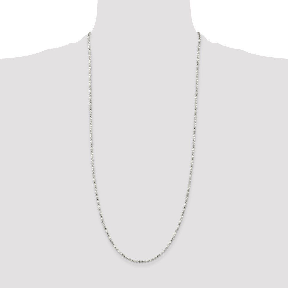 Sterling Silver 2.35mm Beaded Chain 30 Inches