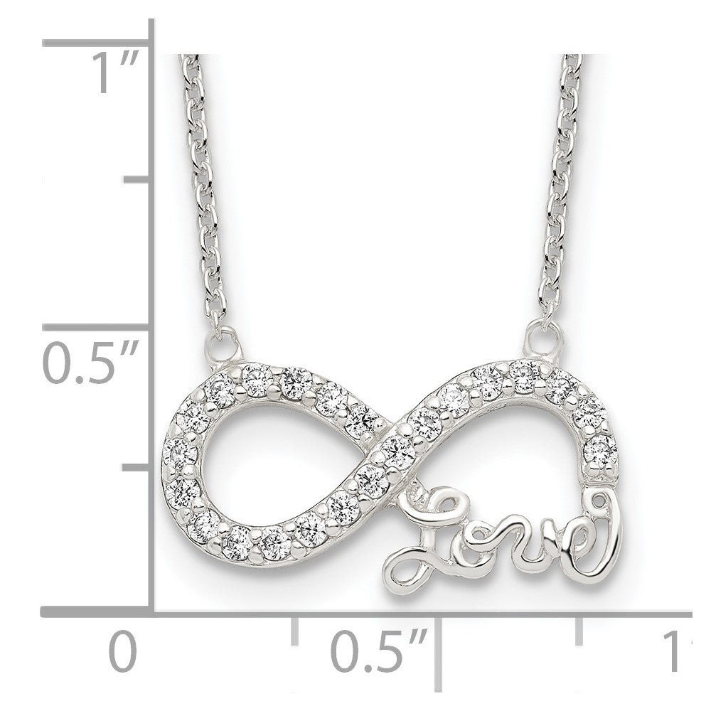 Sterling Silver Rhodium-plated CZ Infinity LOVE Necklace 18 Inches
