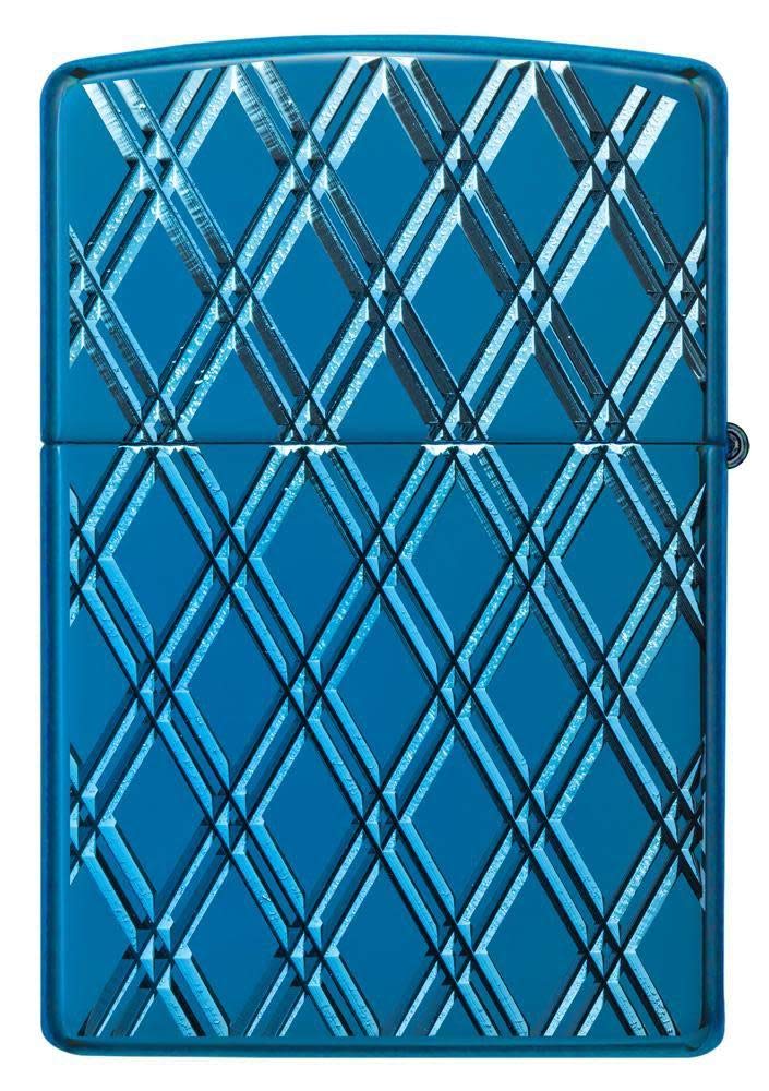Zippo Deep Carved Armor High Polish Blue Diamonds Lighter 29964