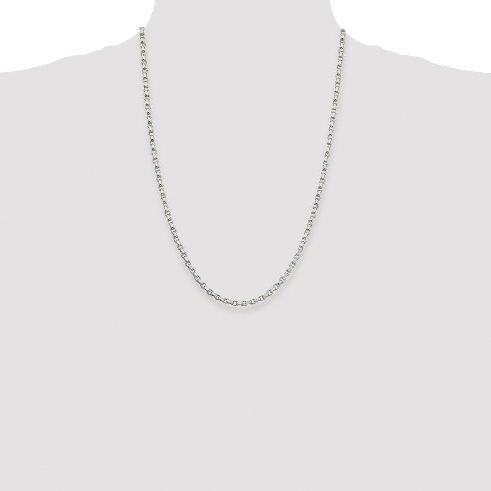 Sterling Silver Rhodium-plated 3.5mm Diamond-cut Rolo Chain