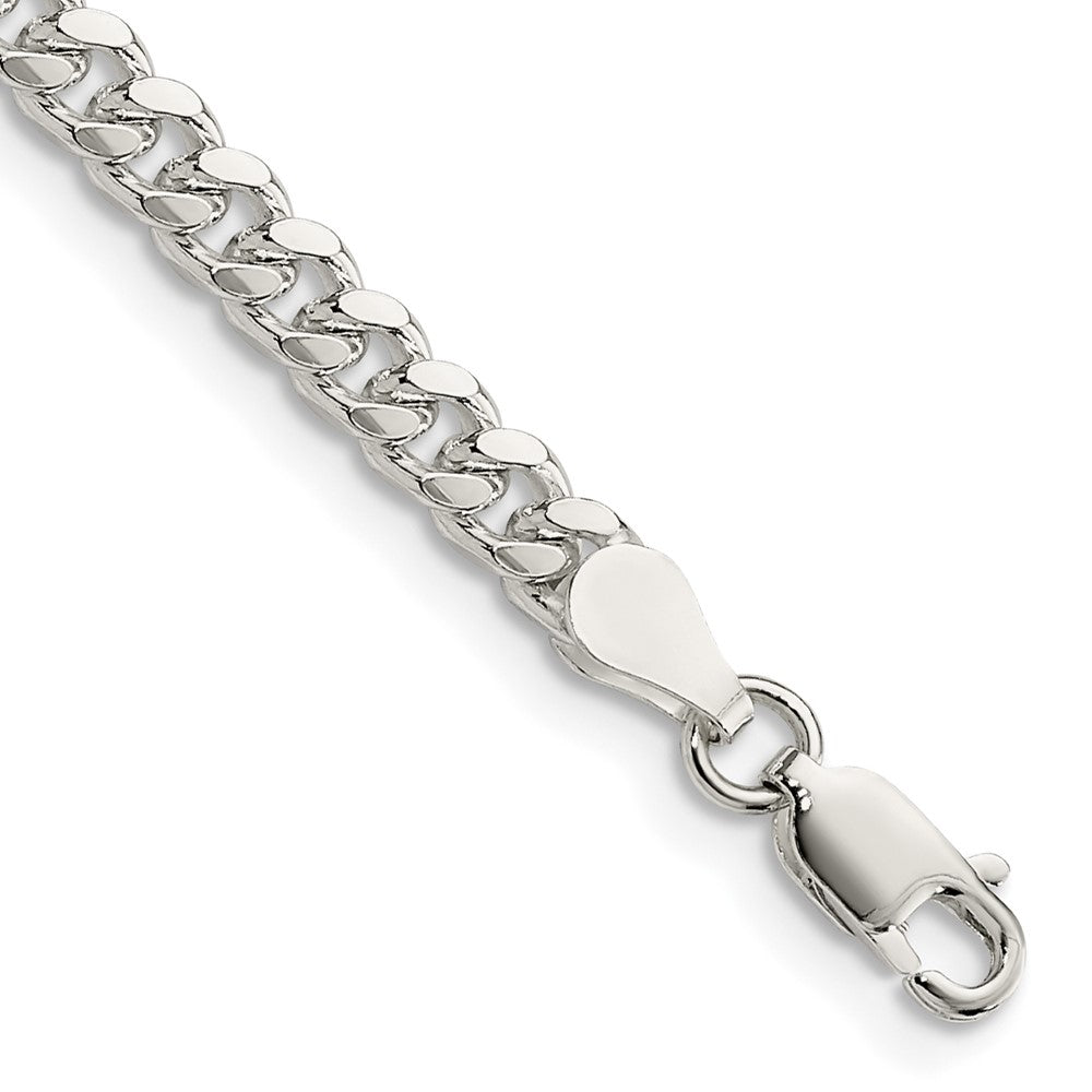 Sterling Silver 4mm Domed w/ Side D/C Curb Chain 8 inches
