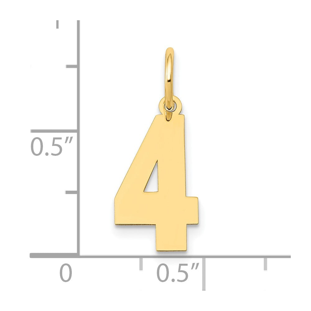 14k Medium Polished Number 4 Charm