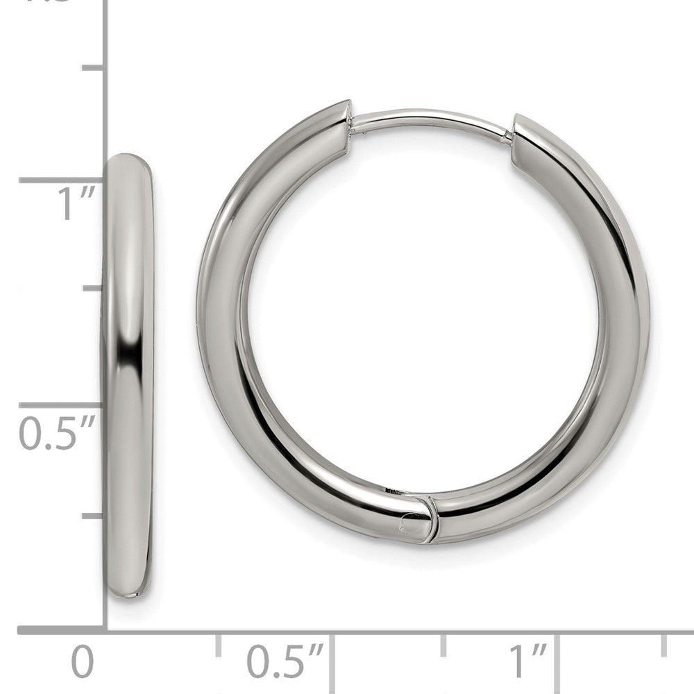 Stainless Steel Polished 3mm Hinged Hoop Earrings