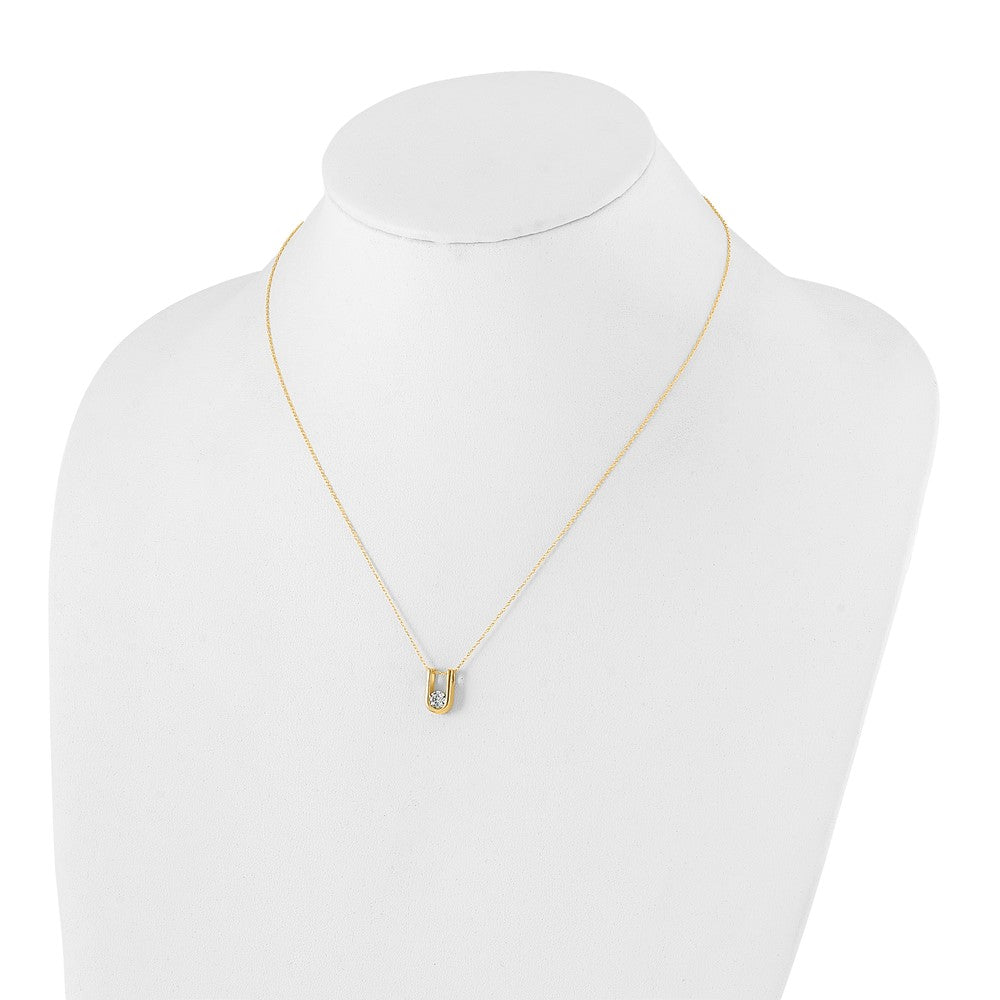 14k 1/3 carat Lab Grown Diamond VS/SI+ G+ 18 inch U-Shape Pendant Necklace