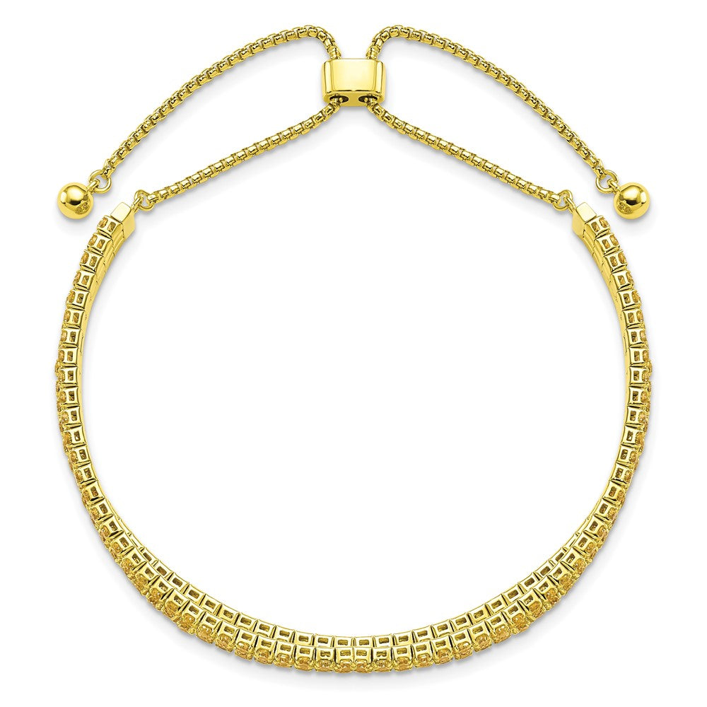 SS Gold Tone November Yellow Triple CZ Adjustable Bracelet