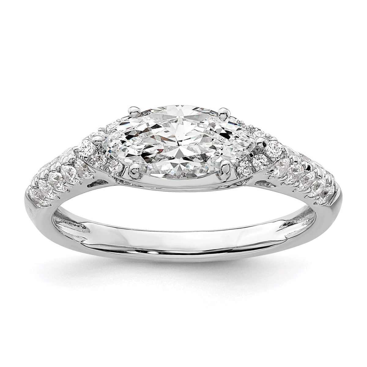 14k White Gold 1/3 carat Lab Grown Diamond VS/SI+ G+ 1 carat Center East-West Marquise Semi Mount Engagement Ring