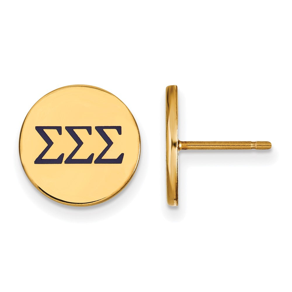Sterling Silver Gold-plated LogoArt Sigma Sigma Sigma Sorority Greek Letters Color Enamel Post Earrings